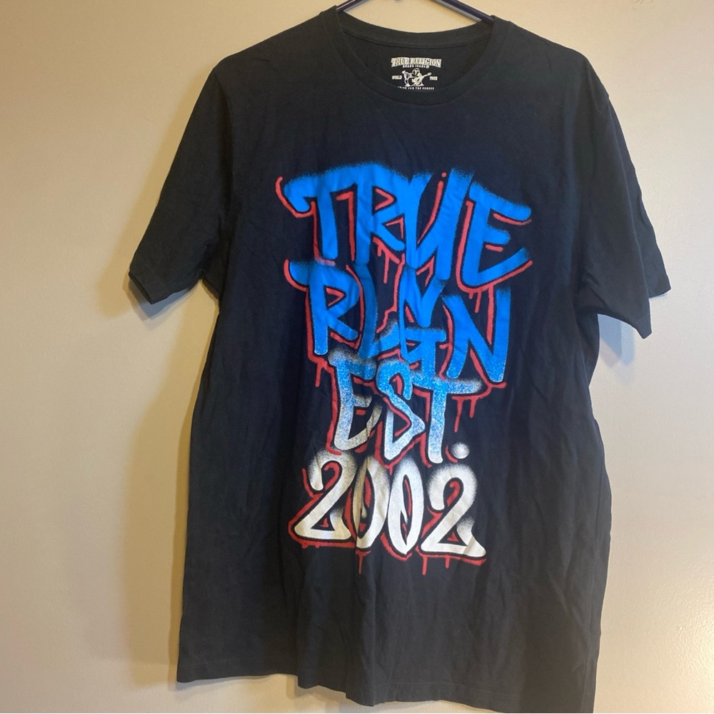 True Religion Graffiti Text Tshirt Men’s Sz M Hip Hop Skater Artist Printed‎